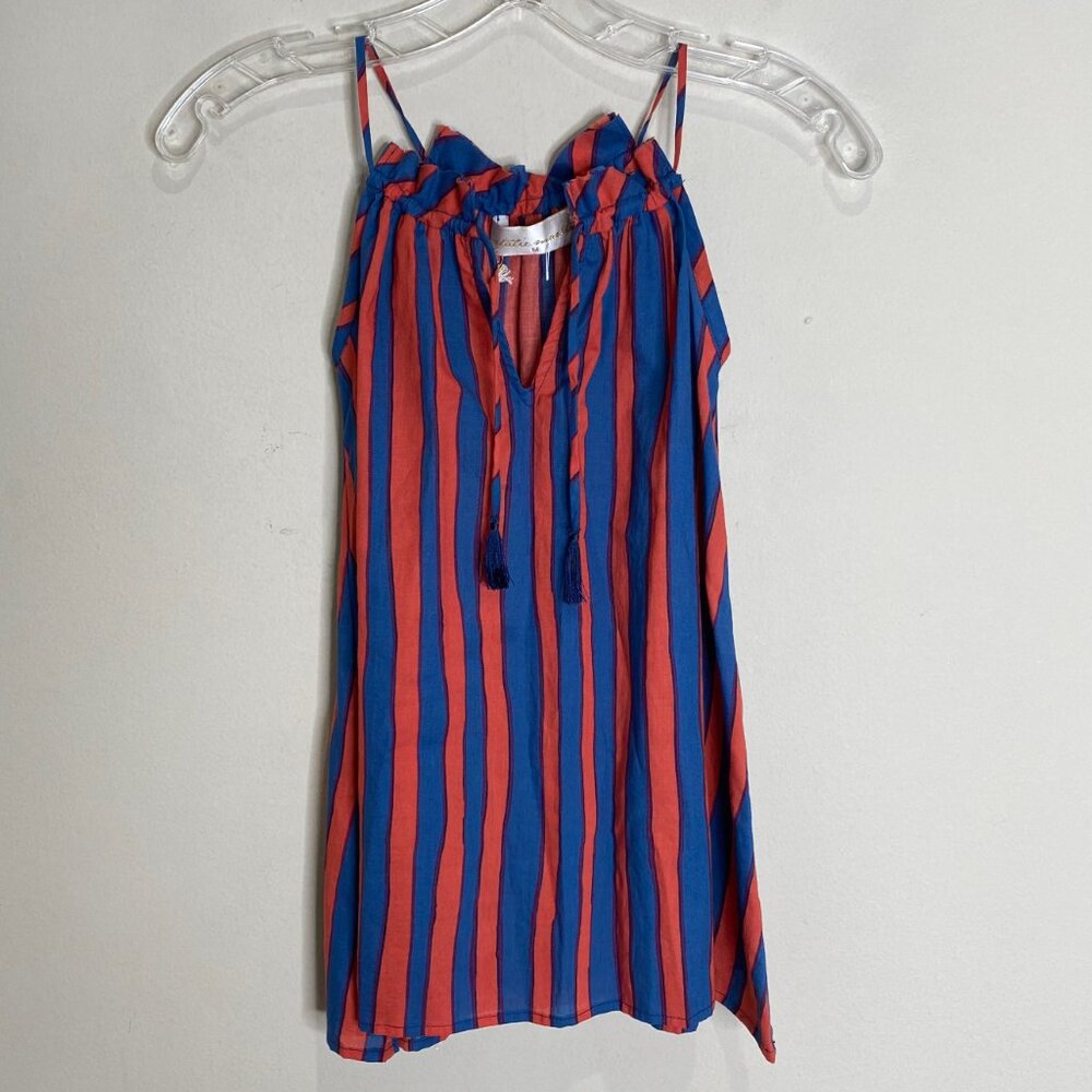 New Natalie Martin Girl's Marlien Sundress Batik Stripe Blue Blood Orange